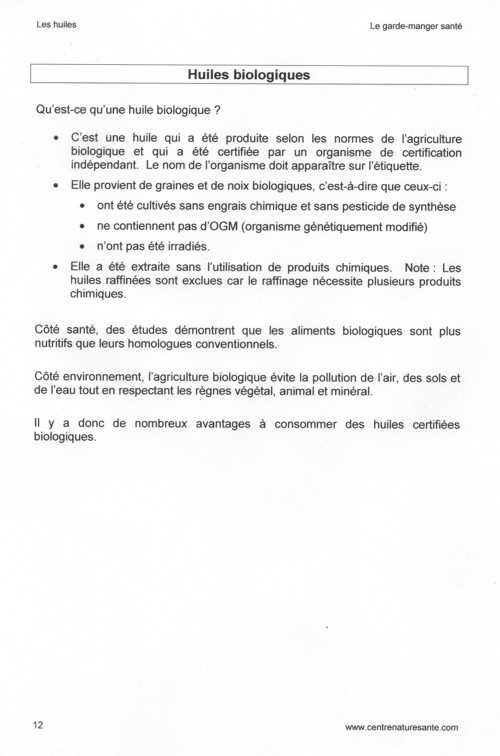 Exemple d'aliments biologiques